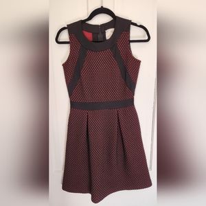 Anthropologie Tabitha Fit and Flare Textured Dress Red/Black Size 2